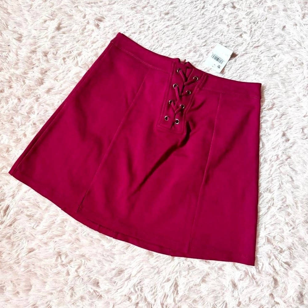 Lush‎ Lace Up Burgundy Vampy Grunge Emo Whimsygoth Mini Skirt Womens M Feminine